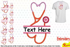 Split Stethoscope Heart Embroidery Design Machine Instant Download Commercial Use digital file symbol sign Nursing Nurse frame doctor 212b Product Image 1