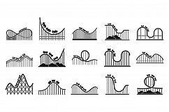 Roller coaster park icons set, simple style Product Image 1
