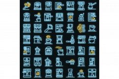 Coffee machine icons set vector neon Product Image 1