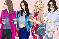 Fashion illustration clipart - Coffee Girls 4 - Light Skin Product Image 7
