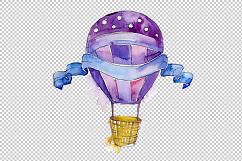 Purple balloons PNG watercolor set Product Image 6