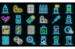 Antibiotic icons set vector neon Product Image 1