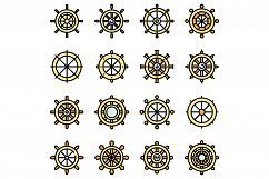Ship wheel icons set vector flat Product Image 1