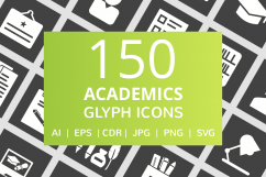 150 Academics Glyph Inverted Icons Product Image 1