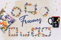 Orange and purple irises PNG watercolor set Product Image 4