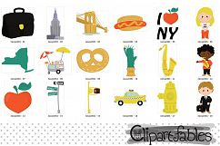 New York clipart, Travel in the USA, I love NY digital art Product Image 2