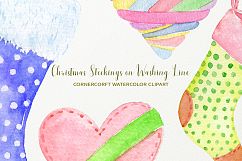 Hand painted watercolor Christmas Stockings on washing Line Product Image 7