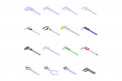 Calipers icons set, isometric style Product Image 1