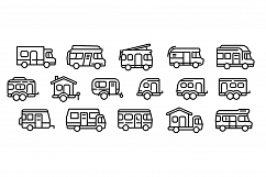 Motorhome icons set, outline style Product Image 1