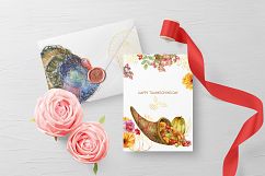 Thanksgiving fall harvest clipart, with cornucopia and turke Product Image 7