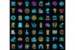 Depression icons set vector neon Product Image 1