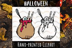 Scary Halloween Pot with eye and bones Clipart Product Image 1