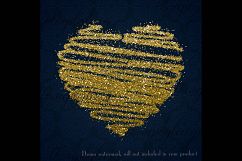 30 Gold Glitter Hand Drawn Heart Clip Arts Wedding Valentine Product Image 4