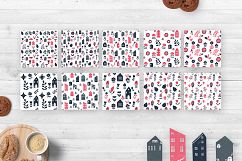Scandinavian Houses and flower and leaves Nordic clipart Product Image 4
