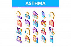 Asthma Sick Allergen Isometric Icons Set Vector Product Image 1