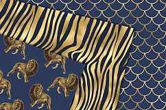Navy and Gold Animal Print Digital Paper Product Image 2