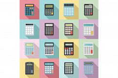 Calculator icons set, flat style Product Image 1