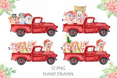 Christmas truck with xmas trees, sants and cute pigs Product Image 3