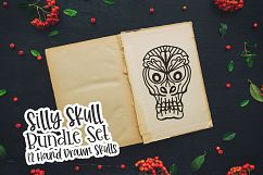 Silly Skull Bundle - 12 Hand Drawn Skulls - SVG DXF PNG Product Image 6