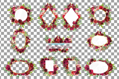 Boho bordo floral frames watercolor clip art pack, burgundy Product Image 2