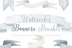 Photoshop Brushes Watercolor Ribbons with bonus clipart Product Image 1