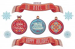 Christmas decorations. Bundle. Xmas characters &amp; decorative elements. Clipart &amp; Lettering. EPS, AI, JPEG, PNG. Product Image 3