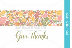 Give Thanks Digital Fall Banner, Autumn Party Invitation Product Image 1