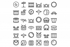 Drum icons set, outline style Product Image 1