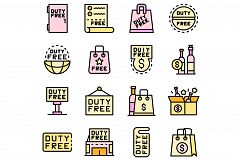 Duty free shop icons set vector flat Product Image 1