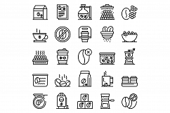 Decaffeinated coffee icons set, outline style Product Image 1