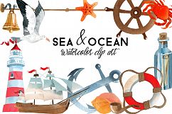 Sea &amp; Ocean. Watercolor Clip Art Product Image 1