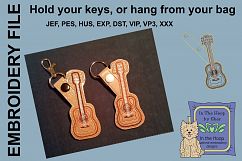 ITH Guitar Key Fob - Embroidery Design Product Image 1