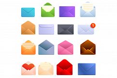 Envelope icons set, cartoon style Product Image 1