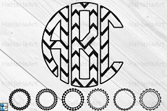 Chevron Circle Monogram Alphabet - Clipart Cutting Files 47c Product Image 1
