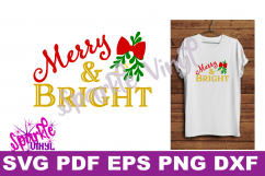 SVG Christmas Merry and Bright Sign Stencil Shirt Tshirt outfit svg file for circut and silhouette dxf eps png pdf  Christmas printable Product Image 3