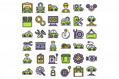 Electric vehicle repair icons set vector flat Product Image 1