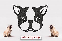 Pug Head Embroidery Design, Dog Embroidery Product Image 1