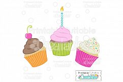 Birthday Cupcakes SVG Cut File &amp; Clipart
