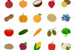 50 Fruits &amp; Vegetables Flat Multicolor Icons Product Image 2