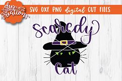 Scaredy Cat - SVG - DXF - PNG Digital Cut Halloween Product Image 1