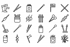 Toothpick icons set, outline style Product Image 1