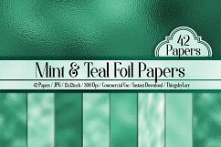 42 Mint and Teal Metallic Foil Texture Digital Papers Product Image 1