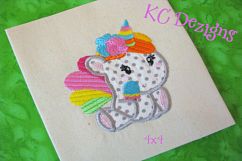 Baby Unicorn With Flowers Machine Applique Embroidery Design Product Image 3