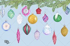 Clip Art Watercolor Christmas Ornaments Product Image 4