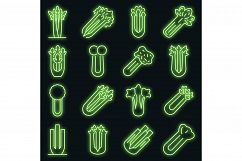 Celery icons set vector neon Product Image 1