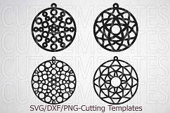 Mandala earrings bundle templates laser cut wood leather svg Product Image 2