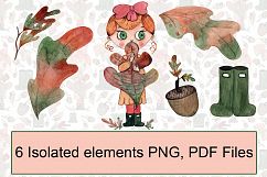 Hand Drawn Watercolor Autumn Girl SET Product Image 3