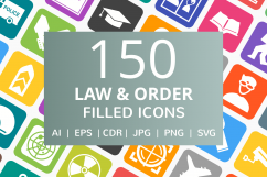 150 Law &amp; Order Filled Round Corner Icons Product Image 1