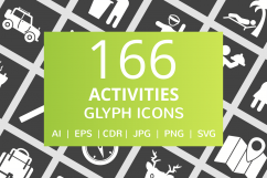 166 Activities Glyph Inverted Icons Product Image 1