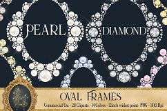 28 Diamond and Pearl Oval Frames, Luxury Royal Antique Frame Product Image 1